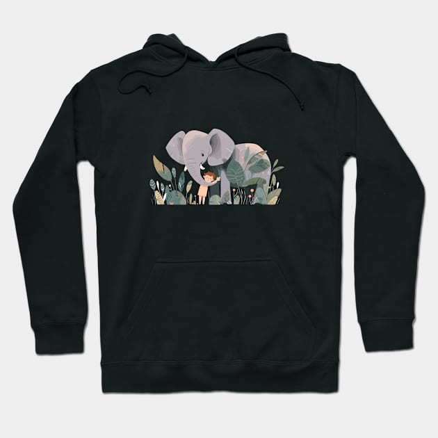 Cute Elephant Animal Loving Cuddle Embrace Children Kid Tenderness Hoodie by Cubebox